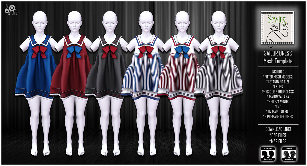 Sailor Dress Mesh - SewingLies - SecondLifeHub.com