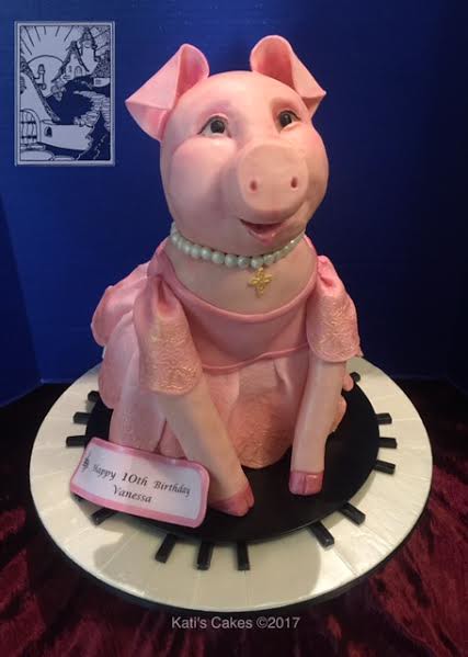 Pretty Piggy in Pink Cake by Kati of Kati's Cakes