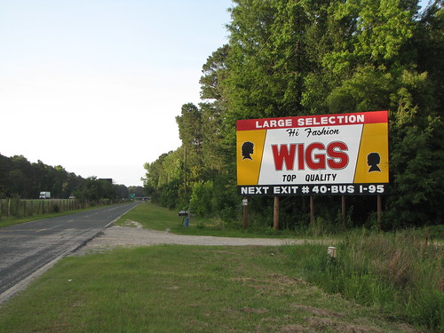 robesoncounty northcarolina ruralsouth interstate95 deepsouth sign wigsign roadsideadvertising billboard wigs hifashionwigs exit40 next largeselection