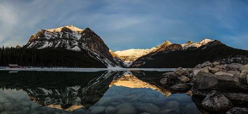 lake lakelouise mountains panorama reflection snow sunrise water spring