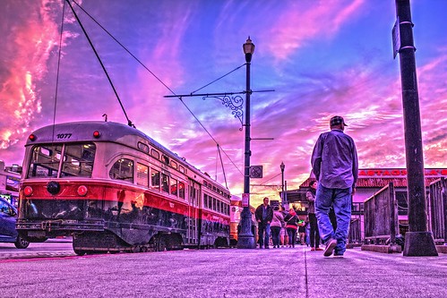 sanfrancisco sunset california trolley clouds sky