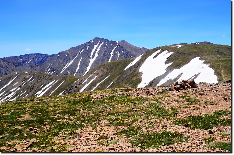 Looking southeast onto Grays, Torreys, Grizzly & Cupit from the 12,915' Point