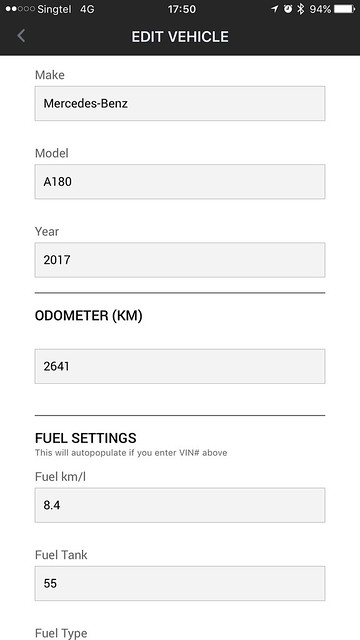 Singtel Smart Car - Modus iOS App - Edit Vehicle