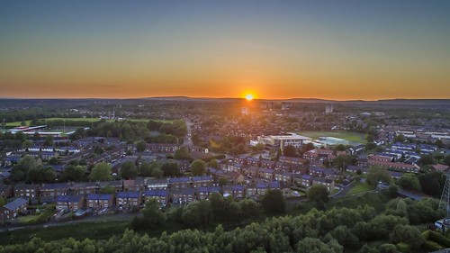 drone hdr landscape manchester sunset england unitedkingdom gb