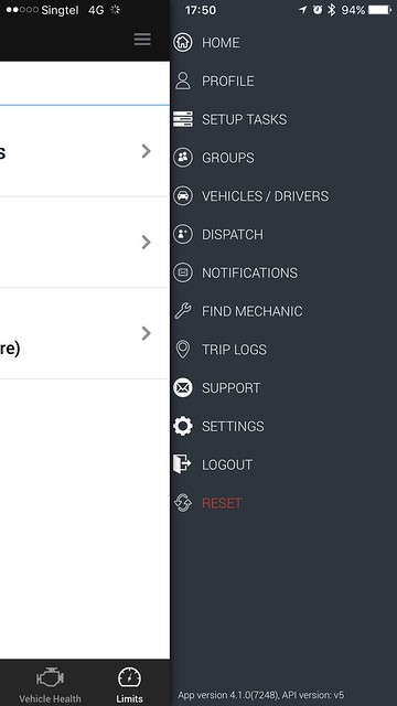Singtel Smart Car - Modus iOS App - Settings