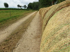 Hay bales parked up on the verge - Photo of Silfiac