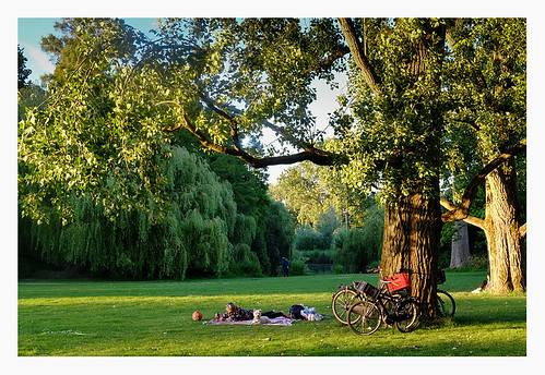 amsterdam netherlands vondelpark bikes relax smoothna fujix30 sunset