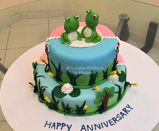 Forever Together Frog Themed Anniversary Cake from Piyumi Liyanapathirana of It's Cake O'Clock - By Piyumi