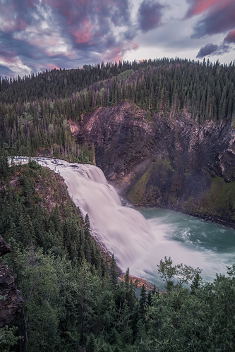 sky landscape sunrise forest water nature clouds rock tree snow wood pink waterfall mountain dawn long exposure panoramic outdoors scenic canada bc murray river cree monkman provincial park kinuseo brisith columbia kapaca tignapy