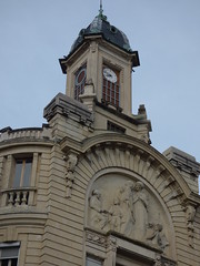 Palais de la Mutualite - Rue Montebello, Lyon - clock tower and sculpture - Photo of Collonges-au-Mont-d'Or