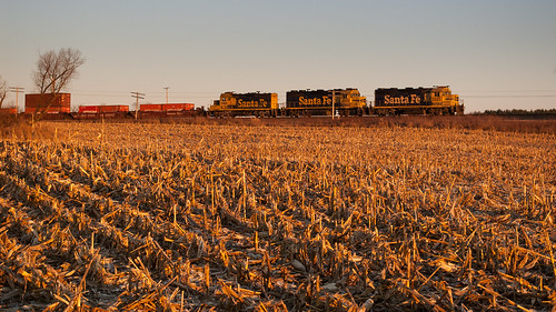 bnsf railroad aurorasub train santa fe corn field sunrise goldenhour