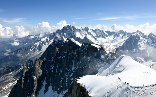 alps french chamonix swiss mountains snow clouds climbers