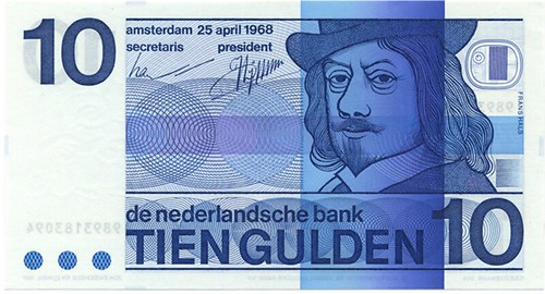1968 Netherlands 10 Gulden banknote