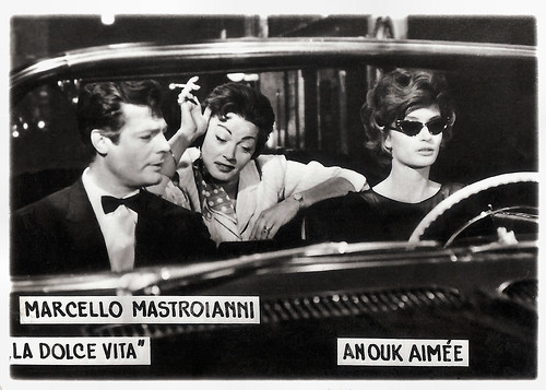Marcello Mastroianni and Anouk Aimee in La dolce vita (1960)