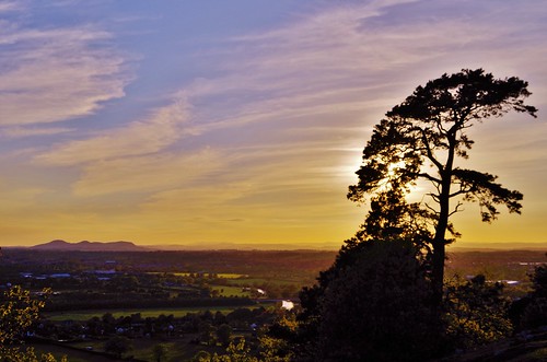 sunset tree silhouette light sun shine clouds haughmondhill shropshire