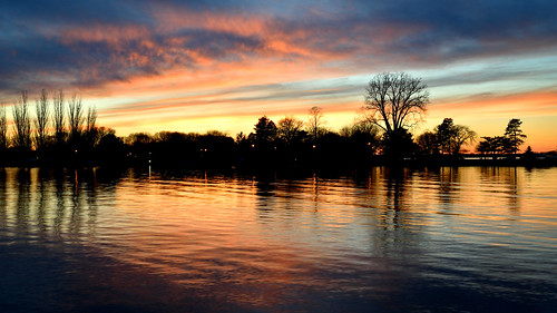 sunset lake winnebago wisconsin silhouette water colors
