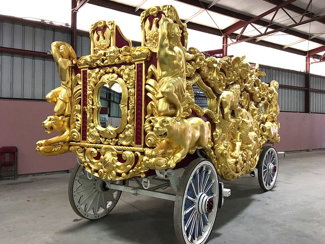 Golden ornate circus wagon