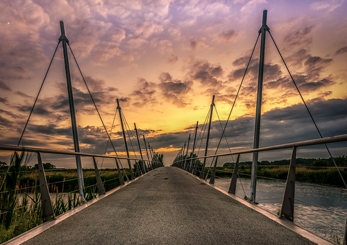 bridge sunset architecture water clouds sky purmerend stokkenbrug