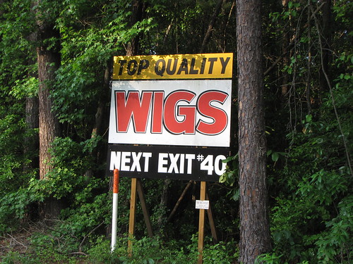 robesoncounty northcarolina ruralsouth interstate95 deepsouth sign wigsign roadsideadvertising billboard wigs hifashionwigs exit40 next topquality