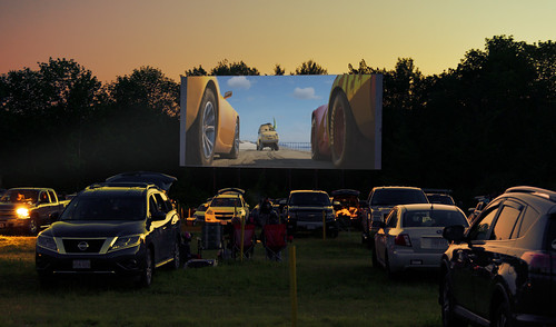 theater drive drivein cars park lot grass night movie sunset parking massachusetts newengland summer america