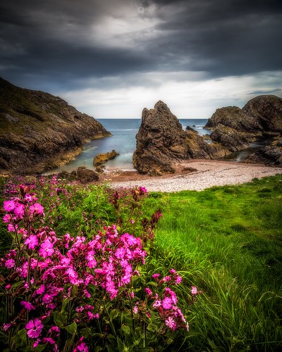 canon cliffs clouds colours flowers landscape leefilters longexposure morayfirth portknockie rocks scotland spring water waves