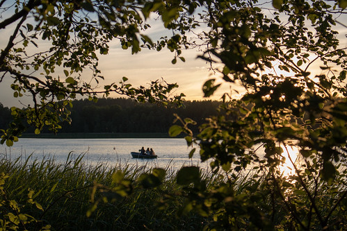 salamunicipality latvia lv lake water sunset light boat summer