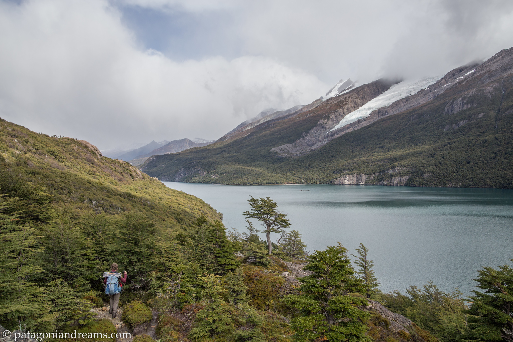 Undulating backpacking around Lago del Desierto close to the Chilean border, Patagonia, Argentina.