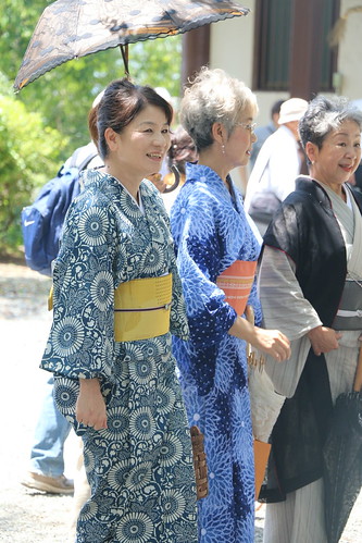 Kimonos on display at the climbing season opening ceremony