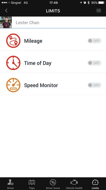 Singtel Smart Car - Modus iOS App - Driving Limit