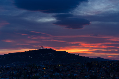 sarajevo bosniaandherzegovina bosnia hum tower sunset mountain mountains