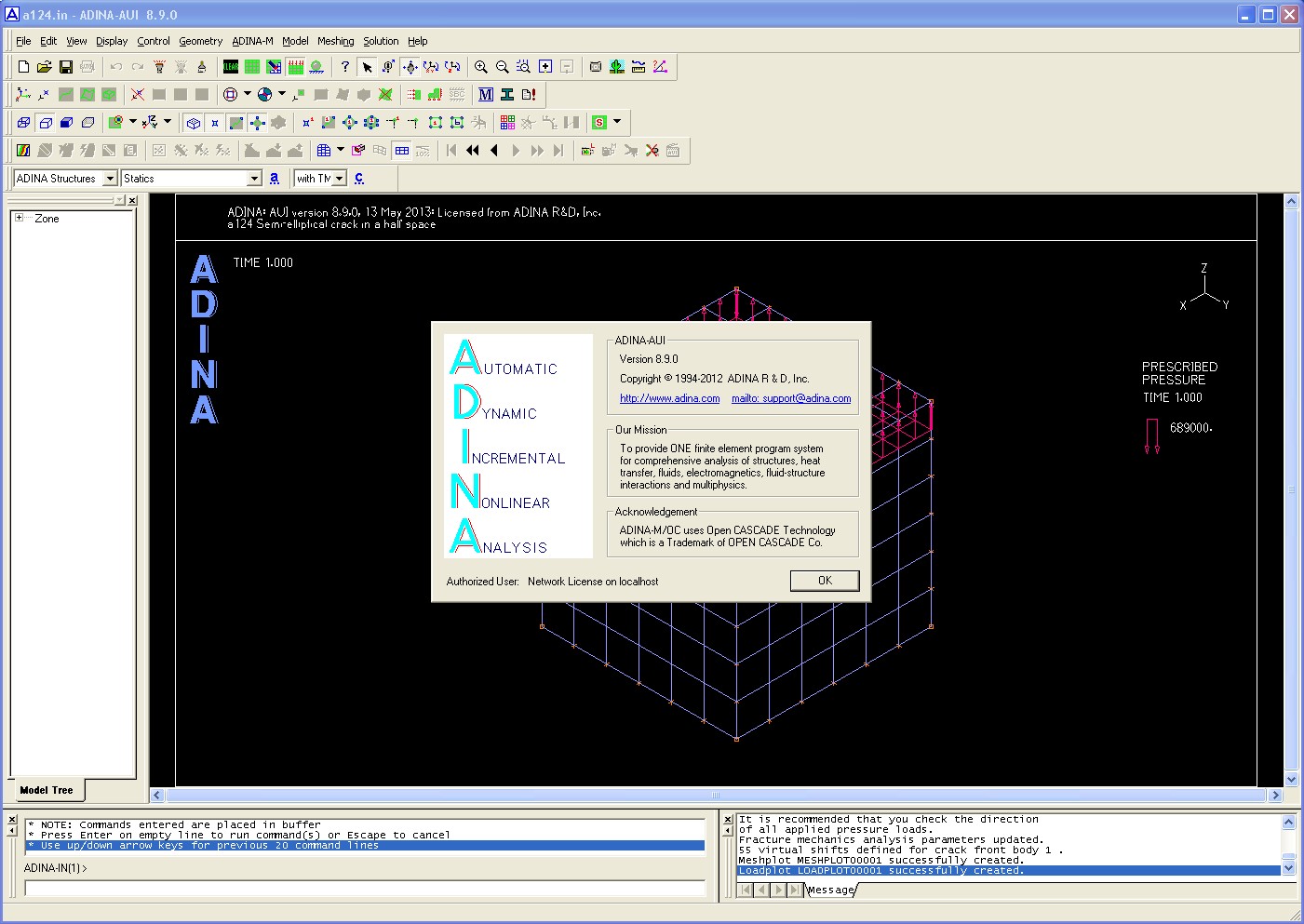 Working with ADINA System 8.9.0 Win x86+x64