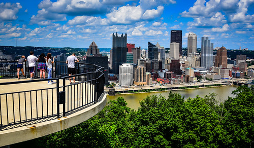 pittsburgh pennsylvania unitedstates us city skyline viewed from mount washington pa pgh pit pitt penna penn view skyscraper skyscrapers office buildings downtown triangle water river rivers