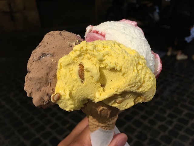 Crema del nonno, Bacio, and Spagnola gelato - Frigidarium