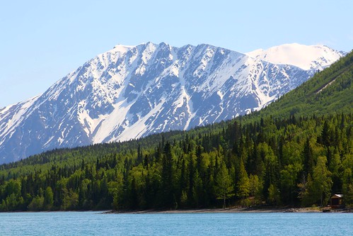 alaska landscape mountain lake white tranquility moody