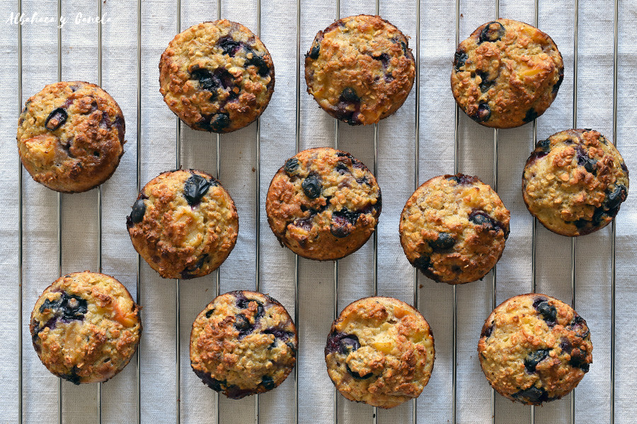 Oatmeal banana muffins with blueberries