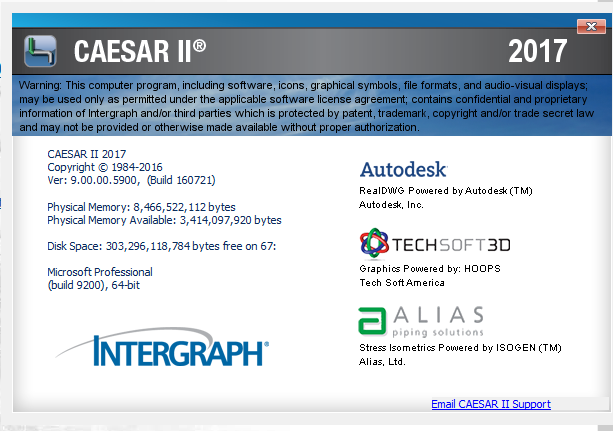 Intergraph CAESARII V2017 build 9.0 with SPLM2012 full license