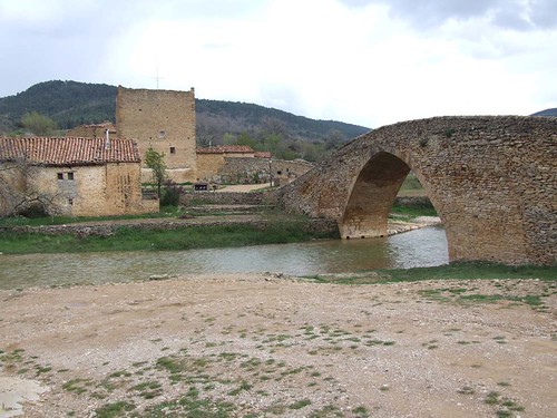 The Medieval Bridge over the Rio Truchas at Probleta de San Miguel, SPAIN