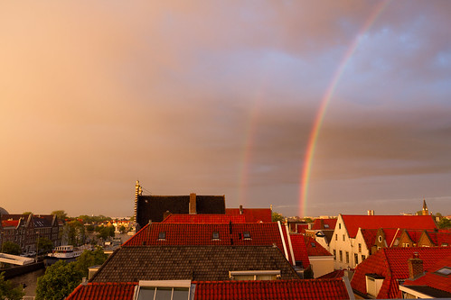 rainbow haarlem sunset raining rain cityscape citylandscape city citycentre spaarne roof regenboog zonsondergang holland netherlands nederland
