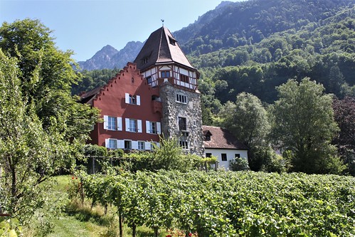 red house in Vaduz, Liechtenstein