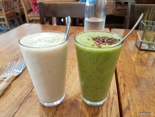 Banana Island Smoothie, Minty Green Chocolate Chip Smoothie