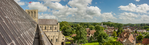 winchester hampshire roof tower view panorama countryside hill town