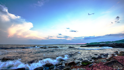sunset narragansettbay newport rhodeisland landscape seascape ocean beach rocky sky clouds longexposure castlehill lowtide coast coastline shore shoreline scenery