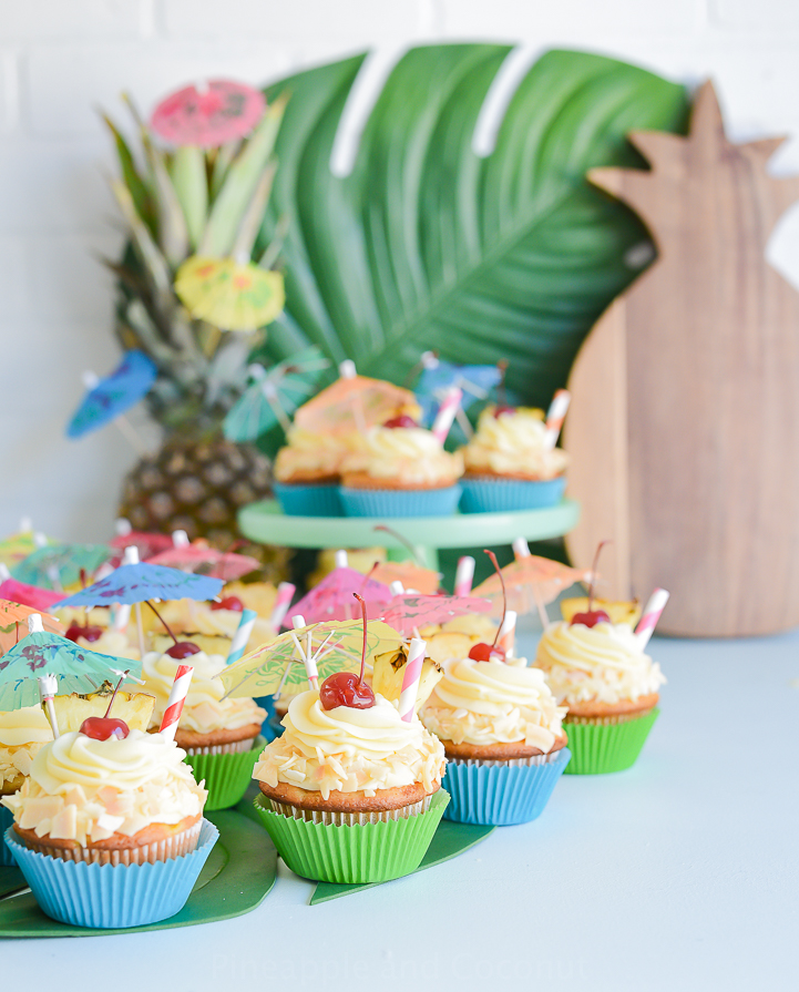 Piña Colada Cupcakes with Haupia filling and Piña Colada Frosting www.pineappleandcoconut.com #AD #DiscoverWorldMarket