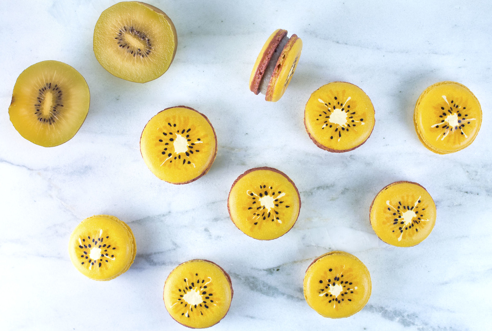 Golden Kiwifruit Macarons