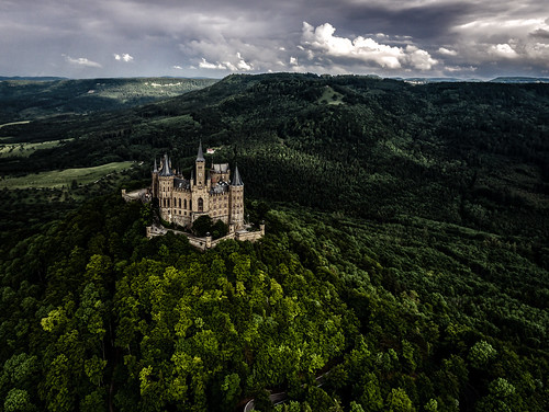 hohenzollern castle germany drone aerial landscape