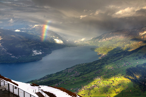alpen alpi alpine alps bern niesen schweiz suisse suiza svizzera swiss switzerland thun lake rain showers spring sunset