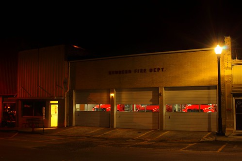 firedepartment firetrucks newbern tennessee night downtown smalltown firestation