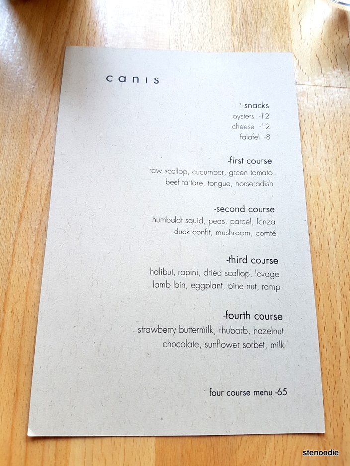 four course menu at Canis Restaurant