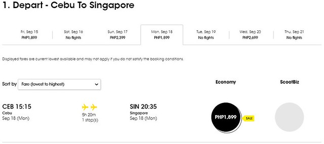 Cebu to Singapore FlyScoot September Promo