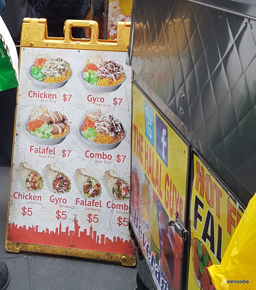 Halal Guys in New York menu and prices